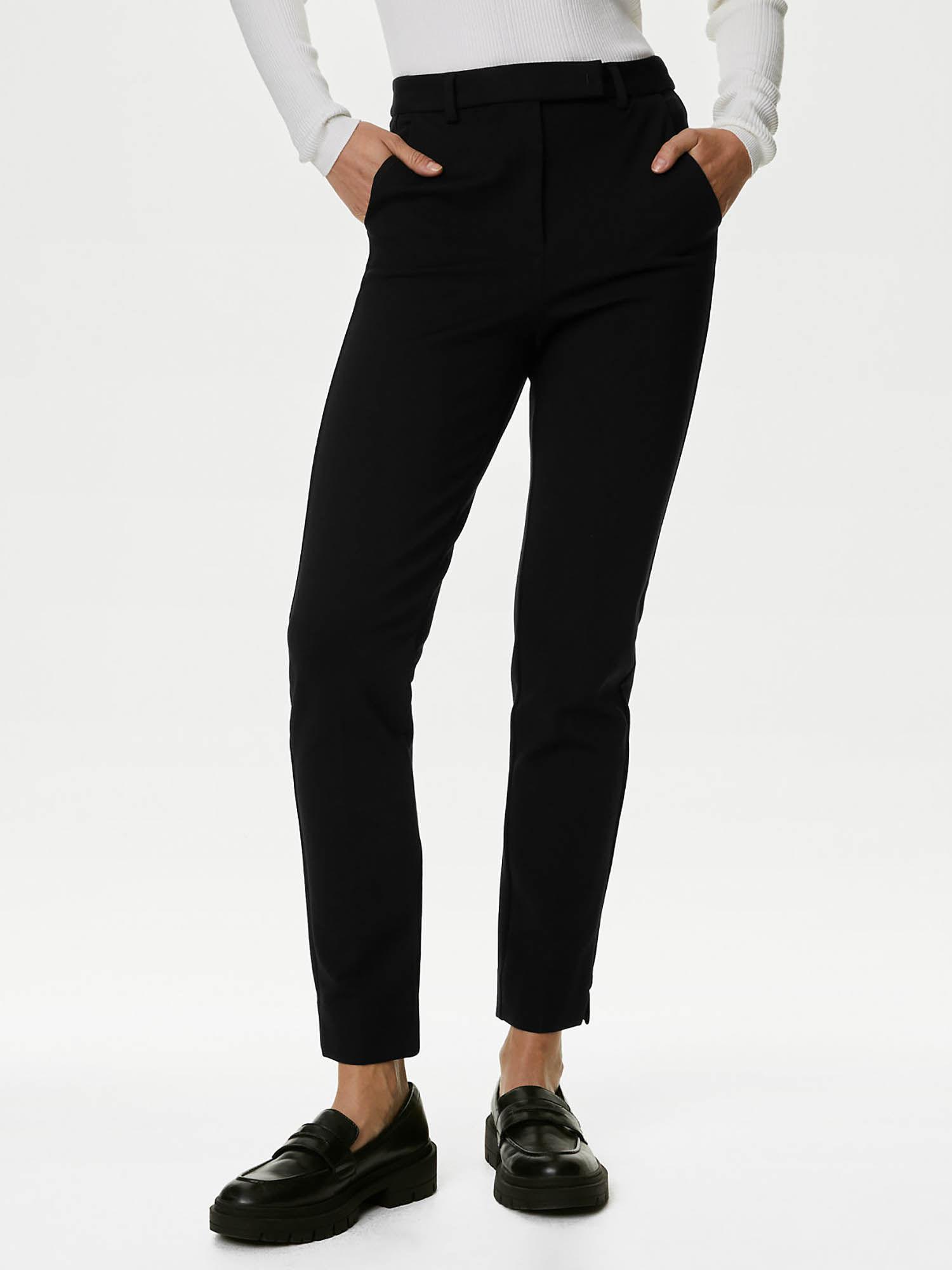 black jersey slim fit ankle grazer pant