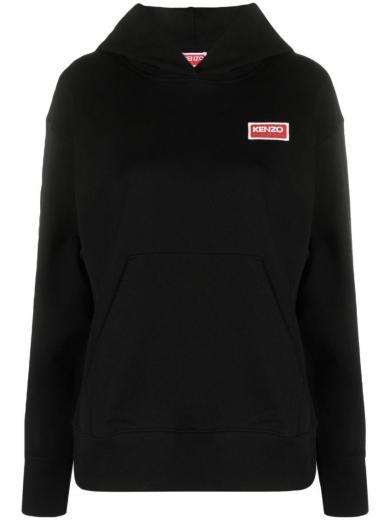 black kenzo paris oversized cotton hoodie