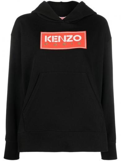 black kenzo paris oversized cotton hoodie