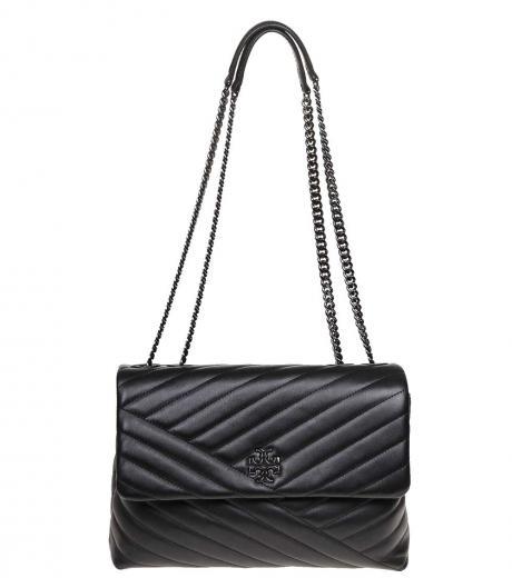 black kira chevron medium shoulder bag