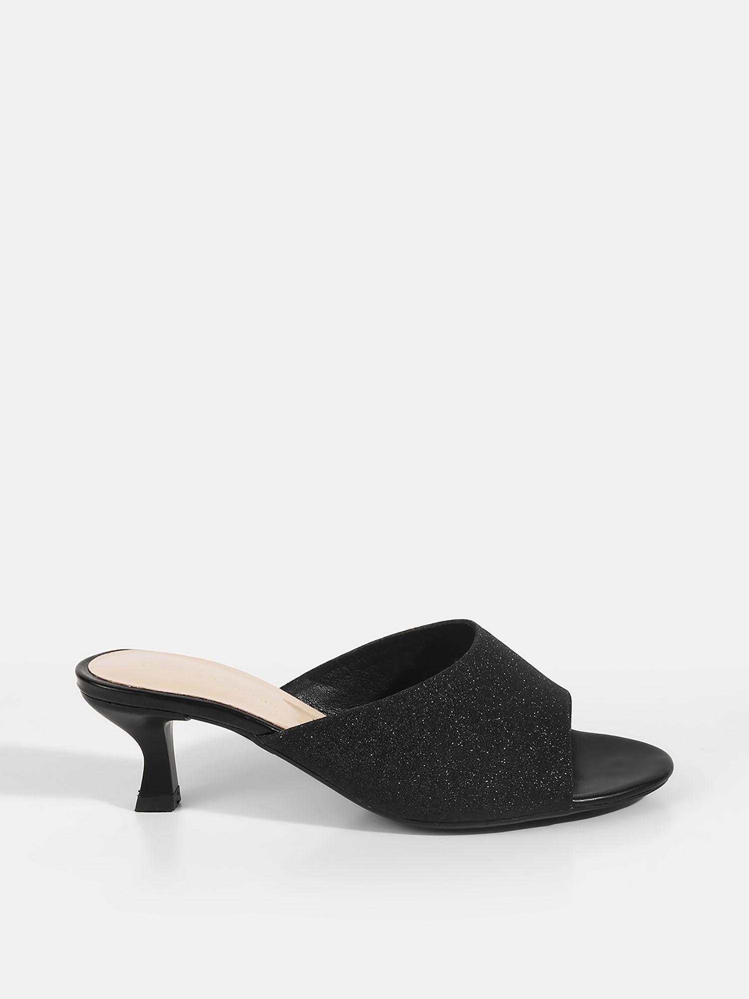 black kitten heel mules