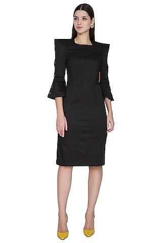 black knee-length embellished dress