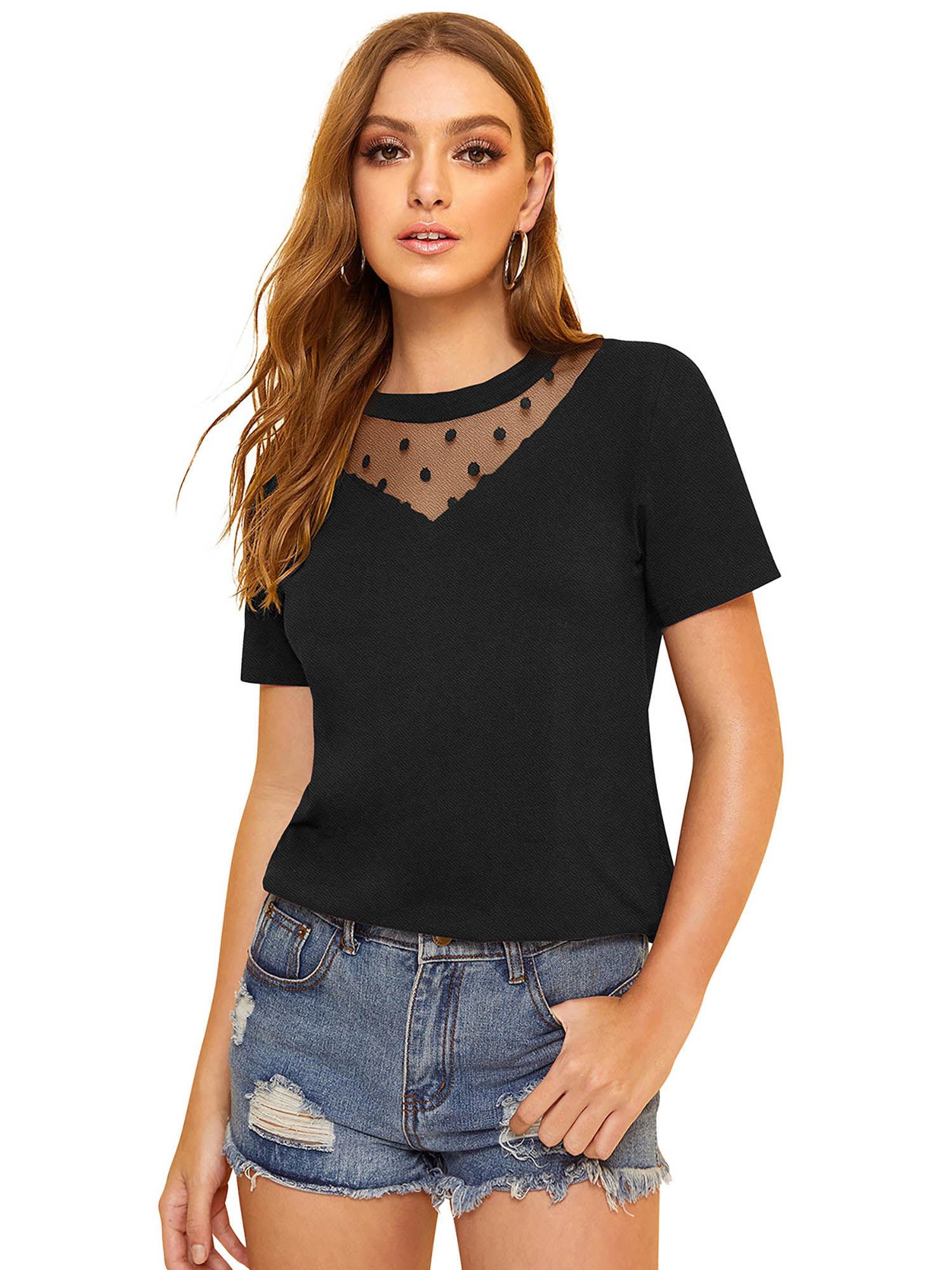black knit fabric top for women