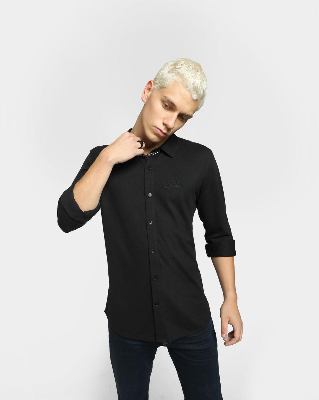 black knit full sleeves shirt