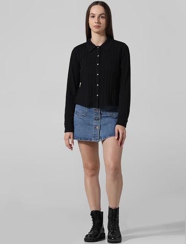 black knitted cotton shirt