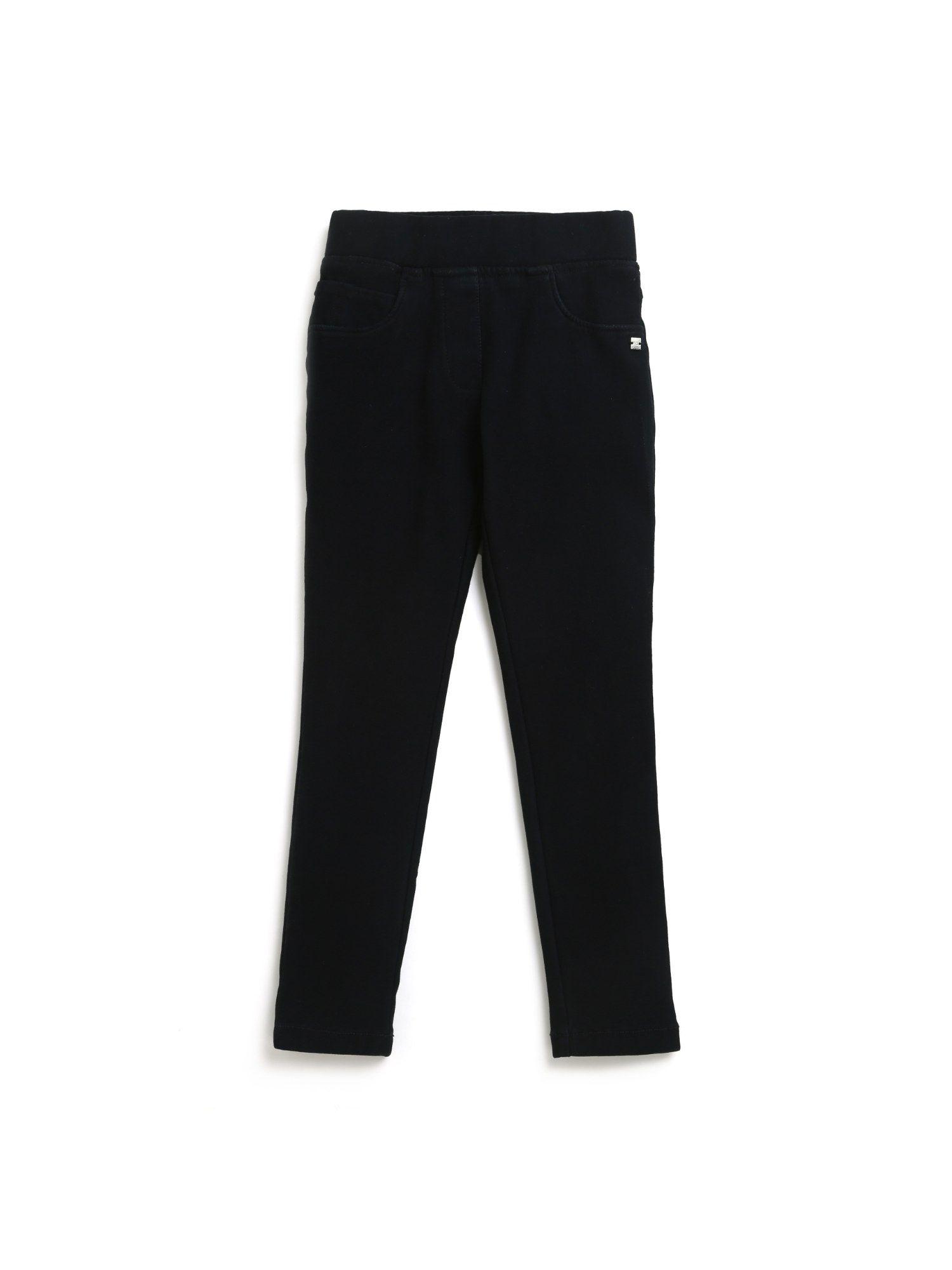 black knitted cotton solid jeggings
