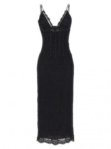 black lace longuette dress
