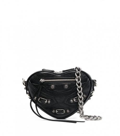 black le cagole heart leather mini bag