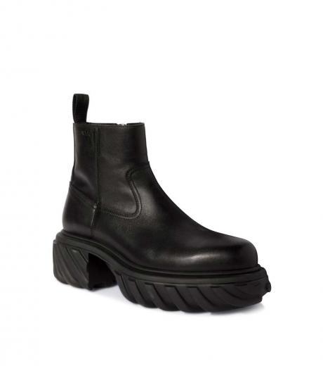 black leather ankle boot