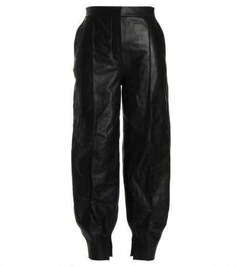 black leather balloon-style pants