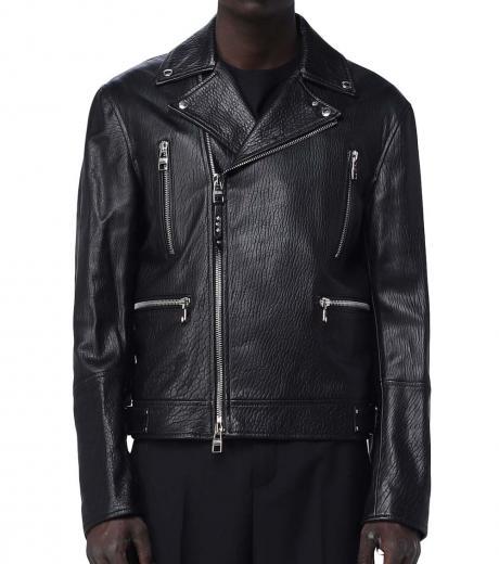 black leather biker jacket