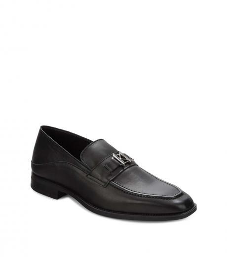 black leather bit loafers