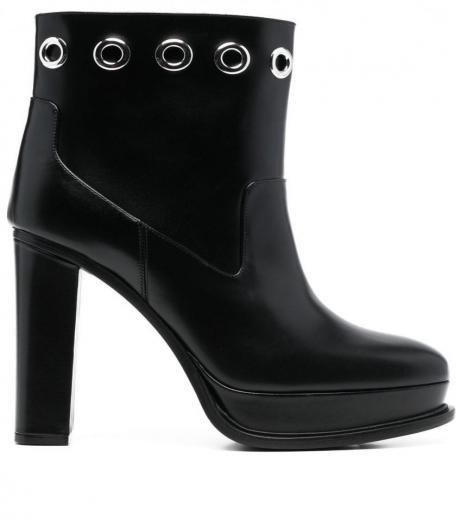 black leather heel ankle boots