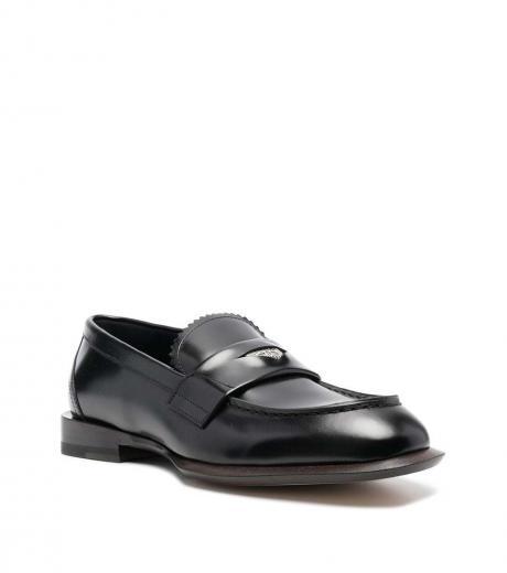 black leather slip on loafer