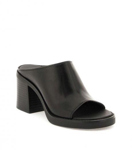 black leather slip on mules