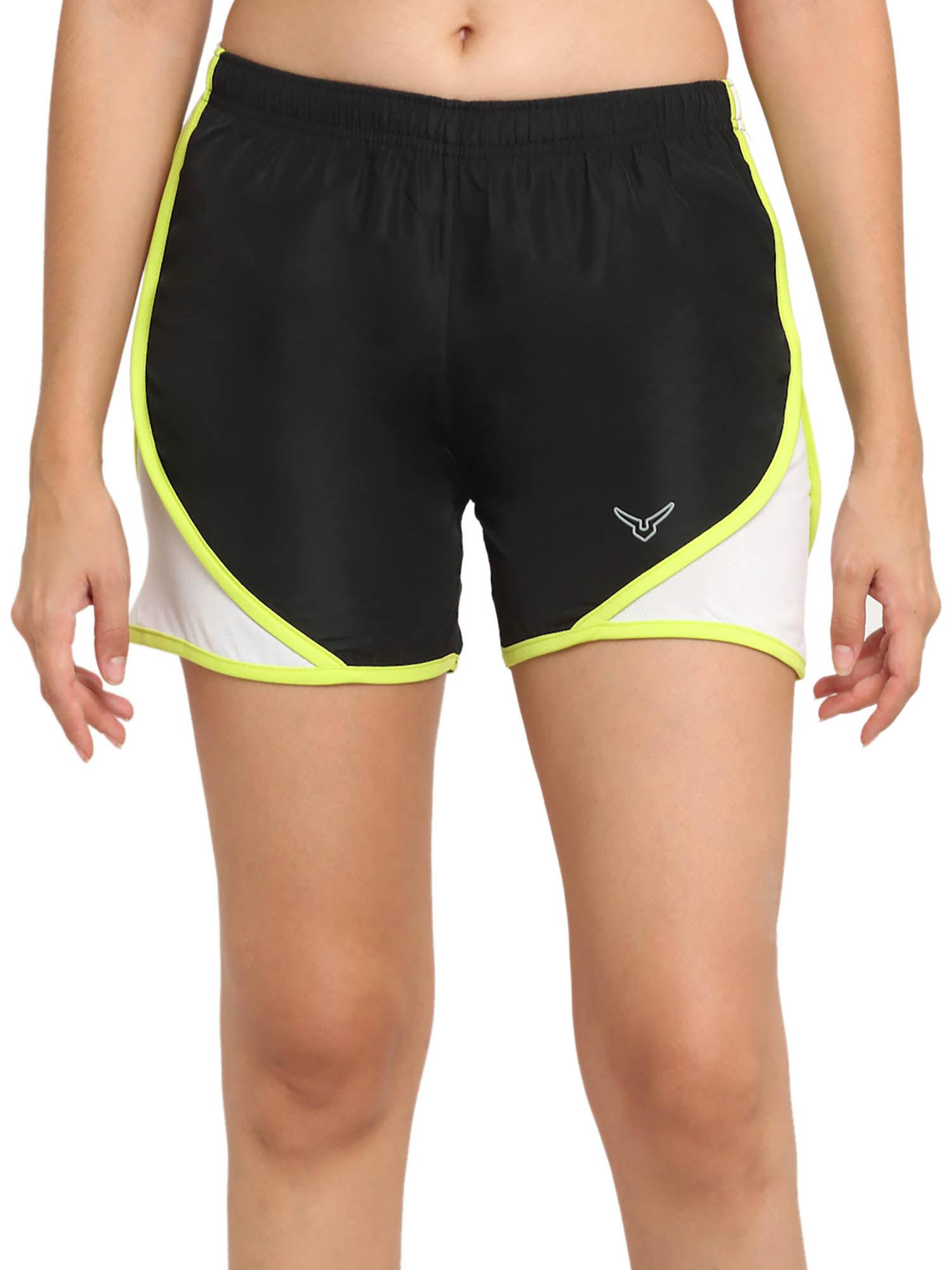 black lime green women running shorts