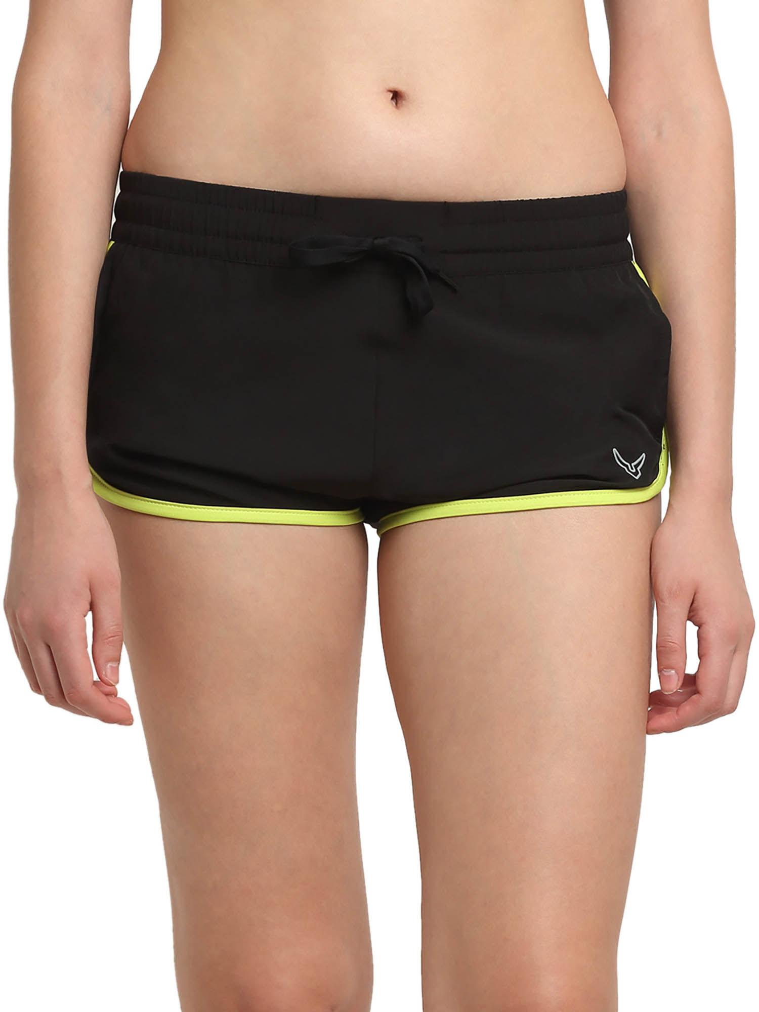 black lime women feather weight stretch running shorts