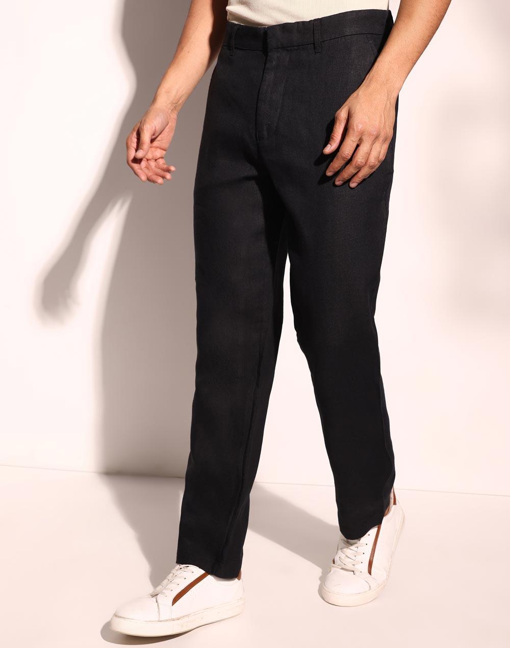 black linen full length regular pant