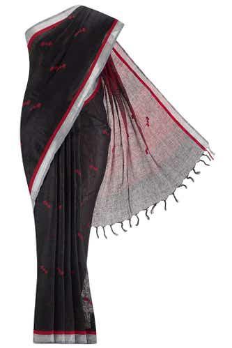 black linen saree