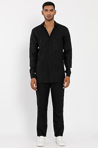 black linen shirt