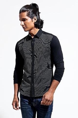 black linen shirt