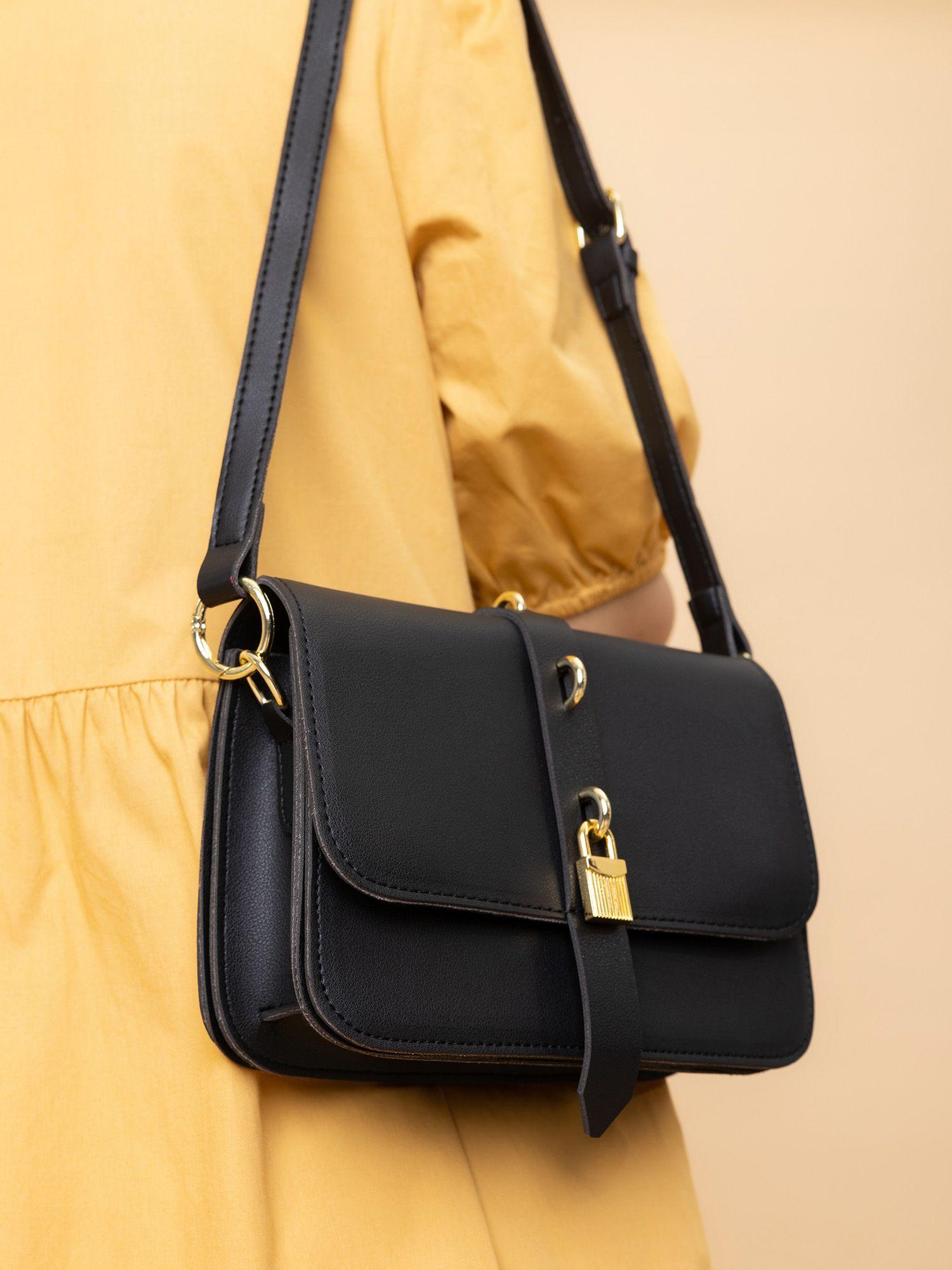 black lock up the look handbag