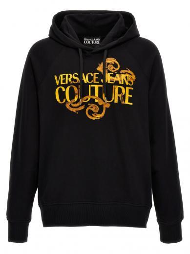 black logo baroque hoodie
