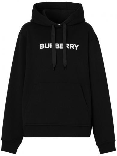 black logo cotton hoodie