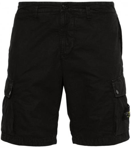 black logo cotton slim shorts