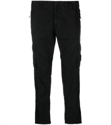 black logo cotton slim trousers