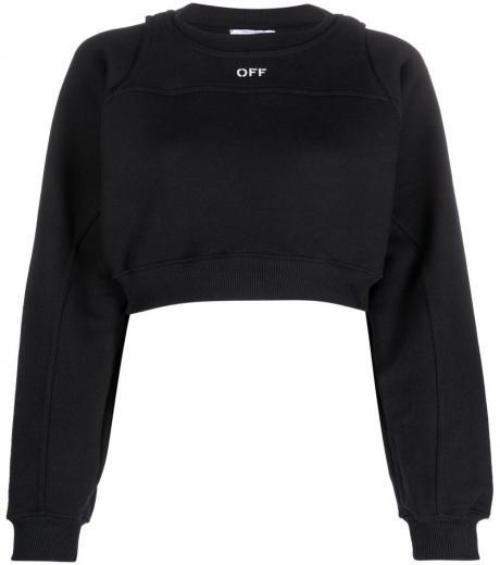 black logo cropped cotton sweatshirt