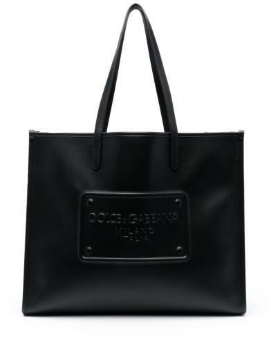 black logo embossed bag