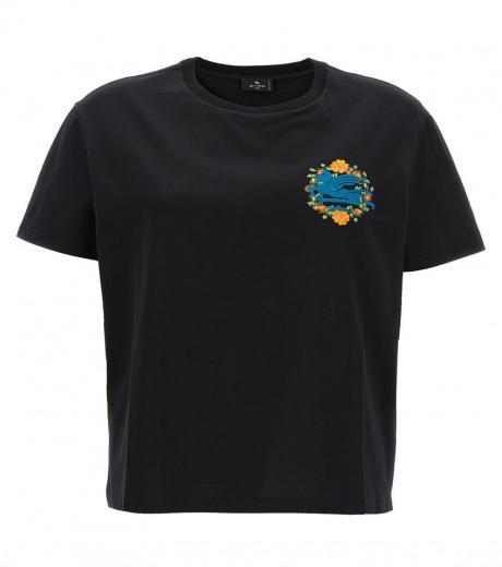 black logo embroidery t-shirt