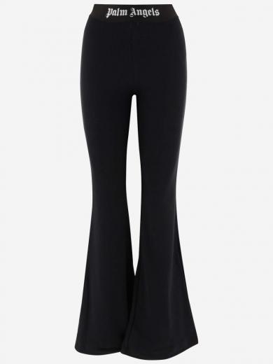 black logo flared pants