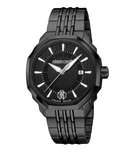 black logo geometrical dial watch