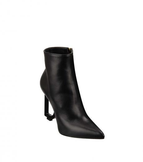 black logo heel leather boots