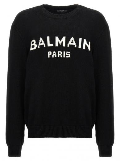 black logo intarsia sweater