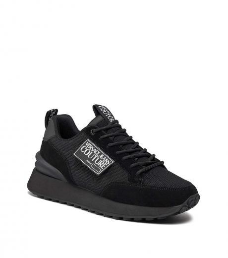 black logo lace up sneakers