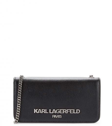 black logo leather micro crossbody bag