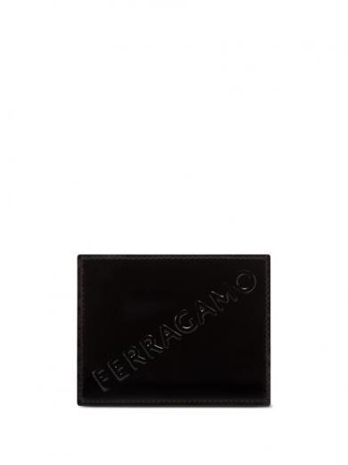 black logo leather wallet