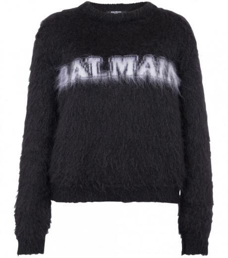 black logo motif sweater