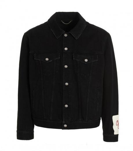 black logo patch denim jacket