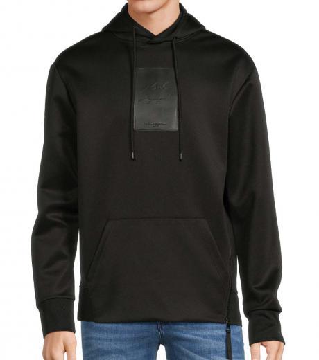 black logo patch hoodie