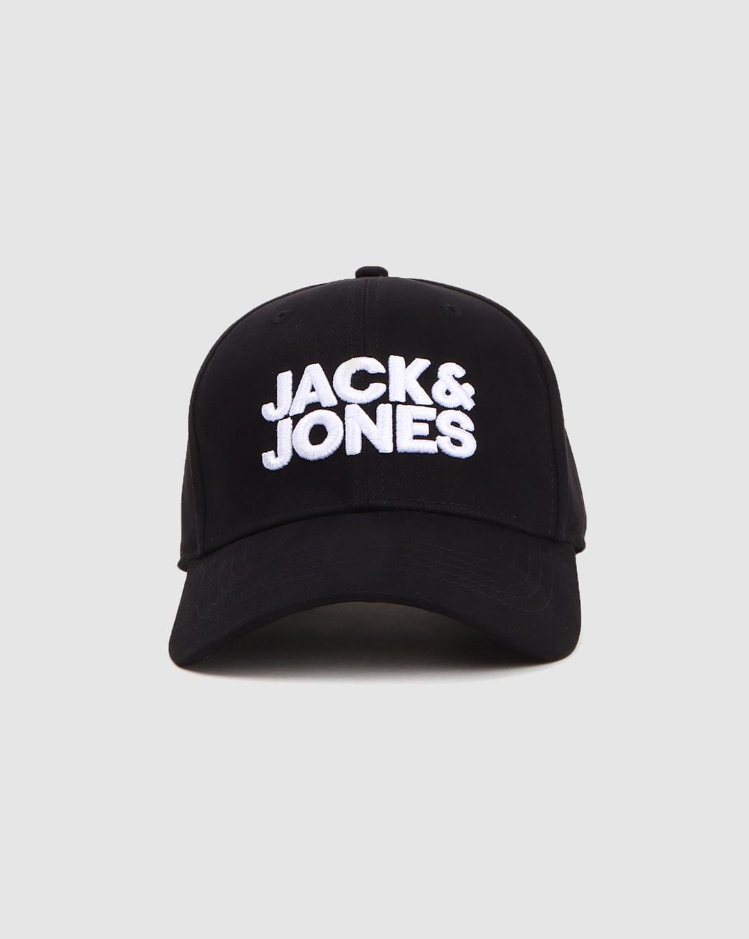 black logo print baseball cap