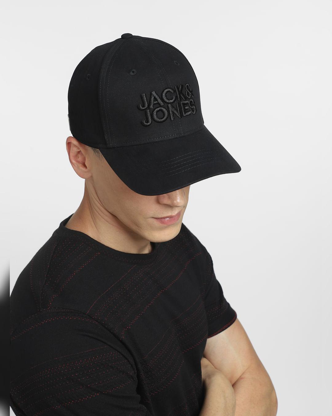 black logo print baseball cap