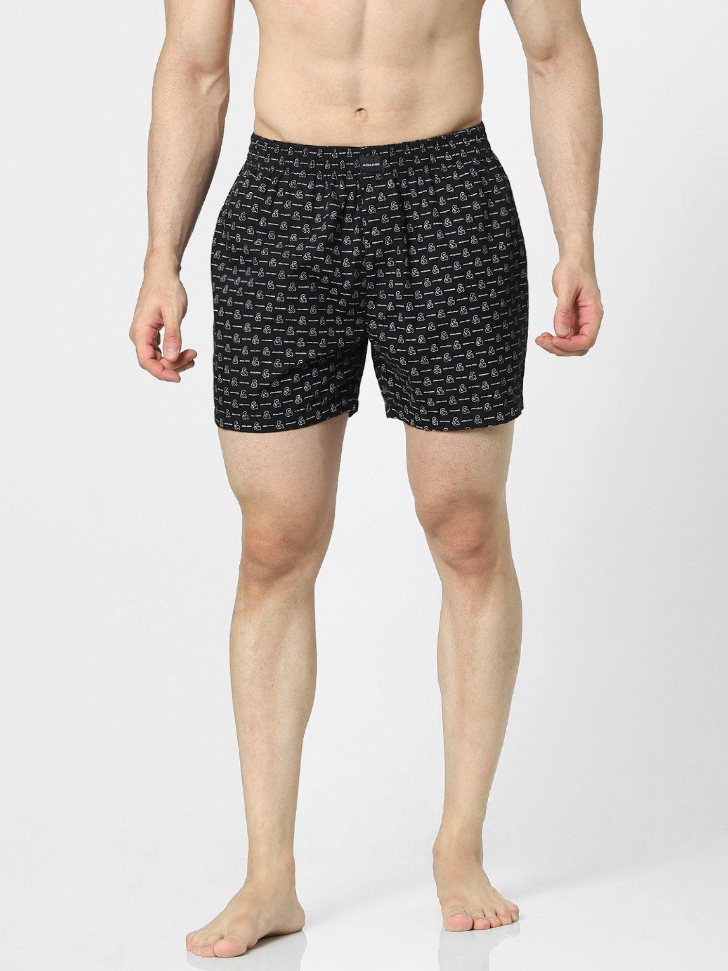 black logo print boxers