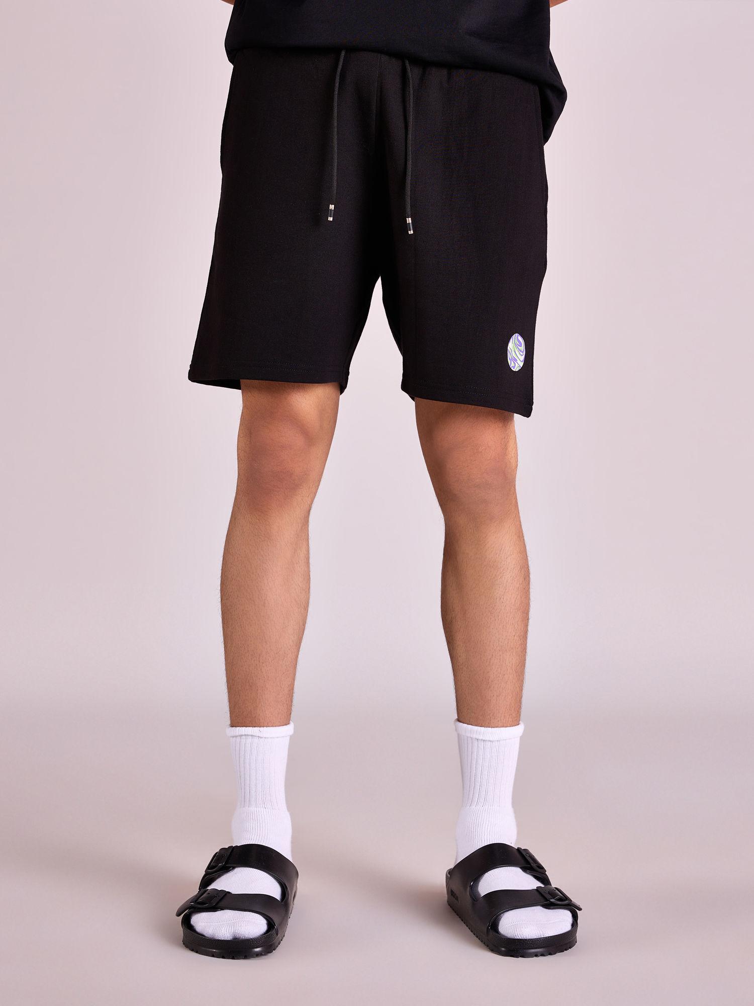 black logo print drawstring shorts