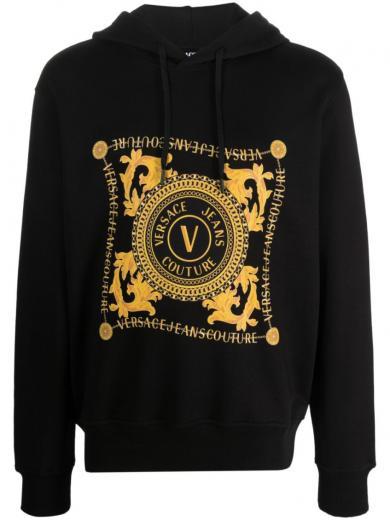 black logo-print hoodie