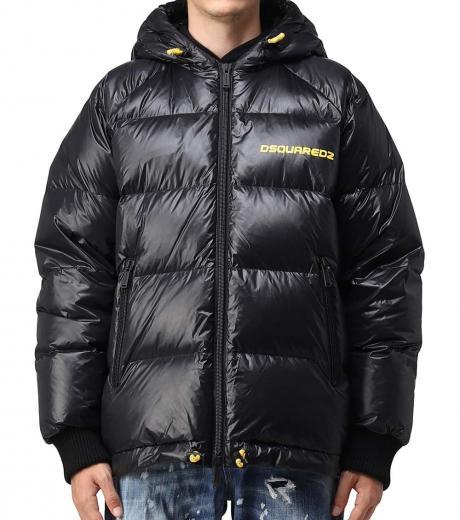 black logo print quilted down jacket