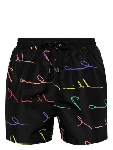 black logo print swim shorts